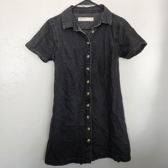 ASOS Dresses & Skirts - Asos Women's 6 Black Denim Button-Up Dress Short Sleeve Knee Length Midi Jean